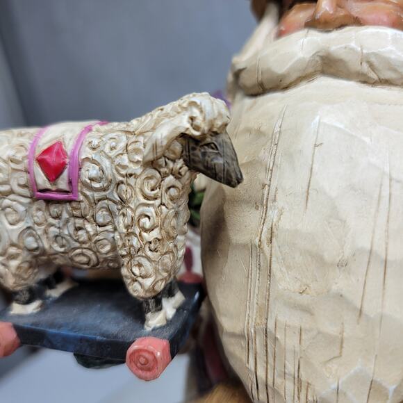 Jim Shore Heartwood Creek Over the Fields We Go Santa with Sheep Figurine 9” - Picture 10 of 13